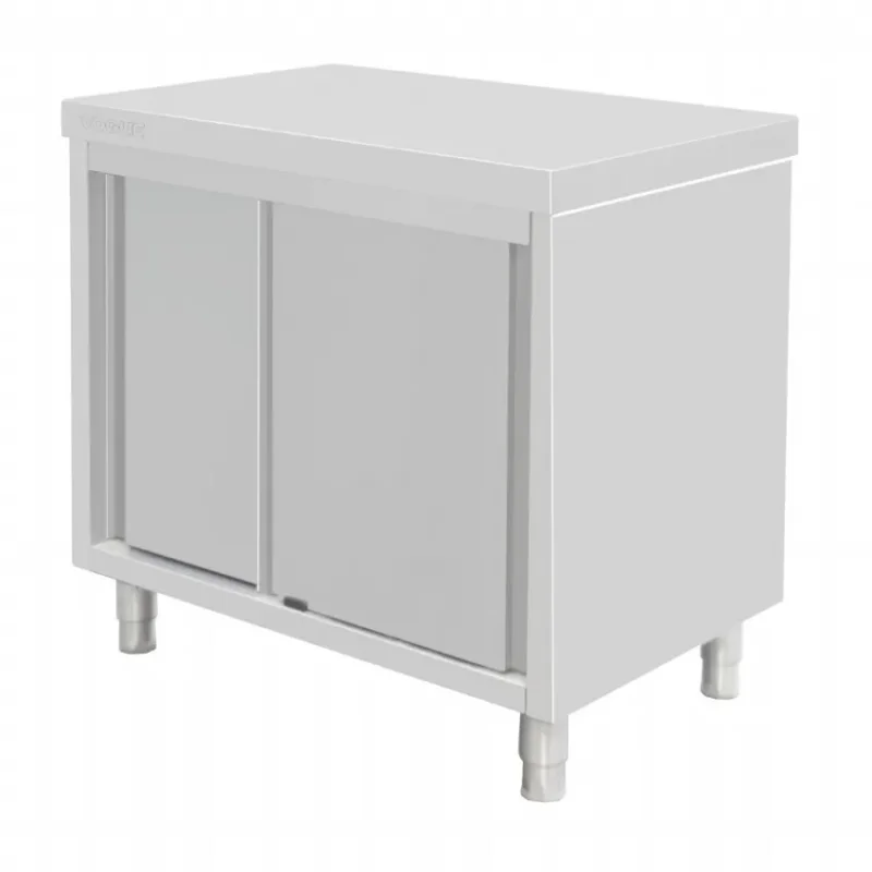 Meuble bas inox sur pieds 2 portes coulissantes - 900x600x900 mm Retour Gratuit