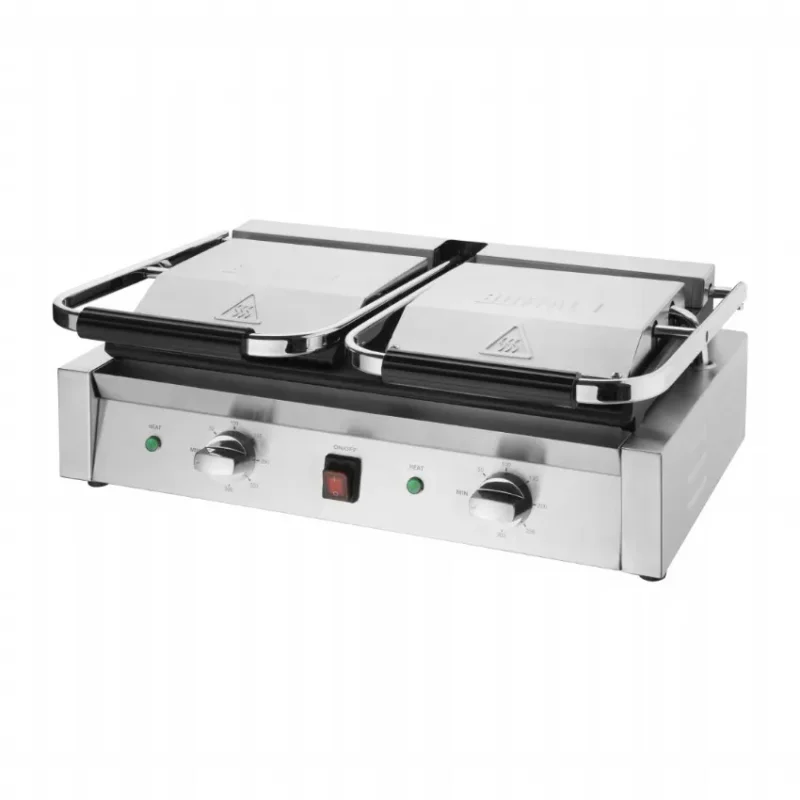 Gril de contact double électrique rainuré/rainuré 2,9 kw Soldes