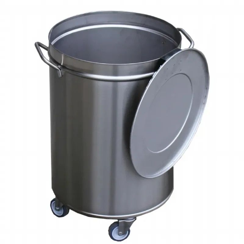 Poubelle inox avec roues et couvercle 100l Expédition Rapide