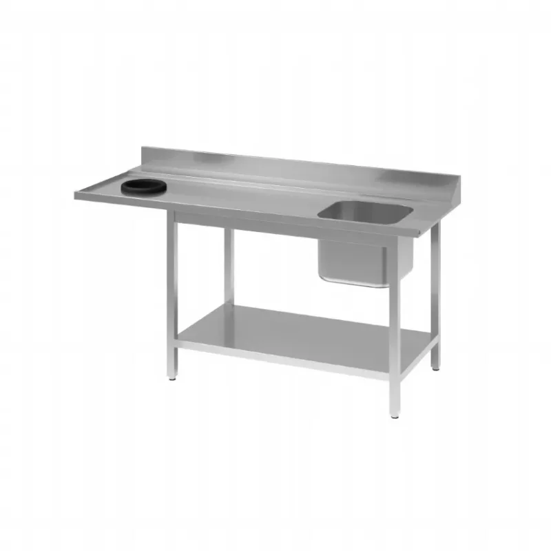Seulement Aujourd’hui Table d'entrée lave-vaisselle inox bac à droite avec dosseret et tablette inférieure 1000x700 mm
