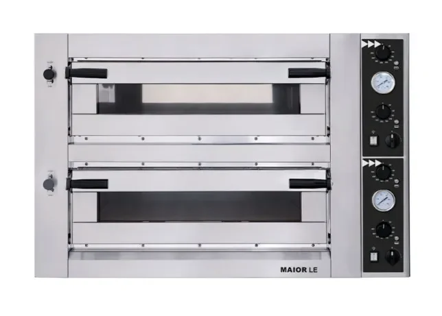Four à pizza professionnel électrique 2 chambres 4 pizzas 35 cm 2 portes vitrées Retour Gratuit