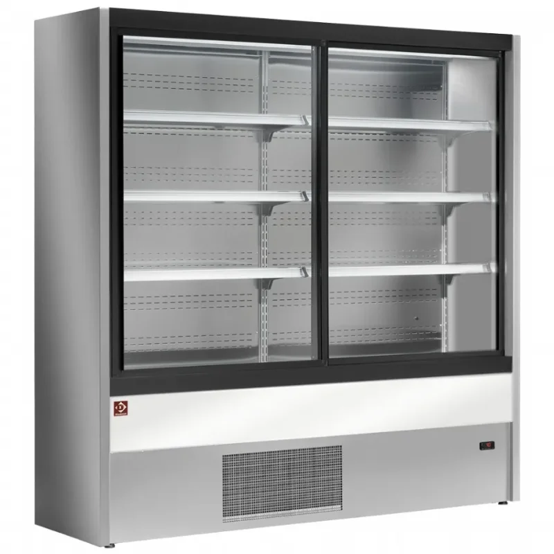 Vitrine réfrigérée murale 2 portes vitrées coulissantes gris - 1500l Quantité Limitée