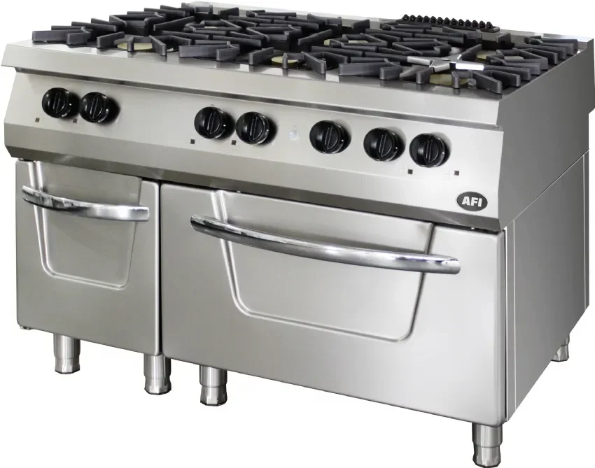 Fourneau gaz sur four gaz gamme 700 avec 6 feux - 1200x700x849mm Acheter Direct