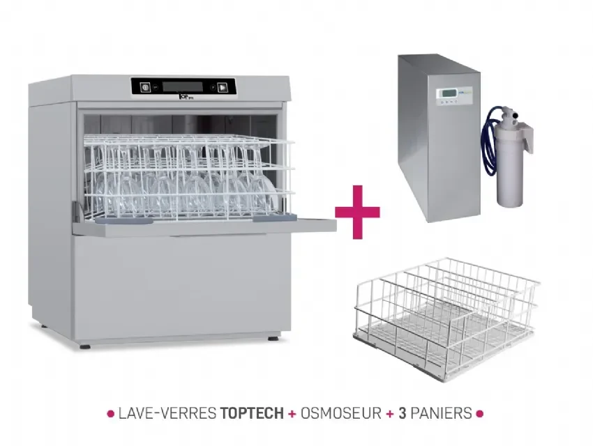 Acheter En Ligne Lave verres avec osmoseurs et 3 paniers de lavage 500x500mm