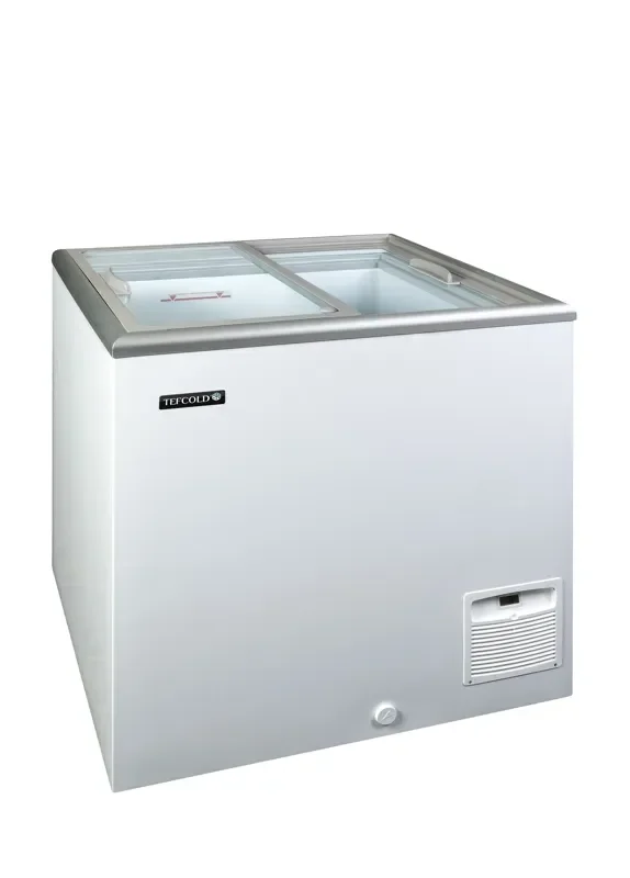 Meilleur Prix Congélateur coffre vitré blanc température -23/-16°c avec capacité 205/163