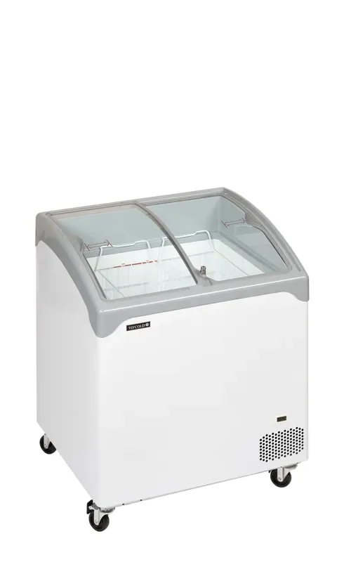 Congélateur coffre vitré avec couvercles coulissants bombés température -24/-14°c Commande En Gros