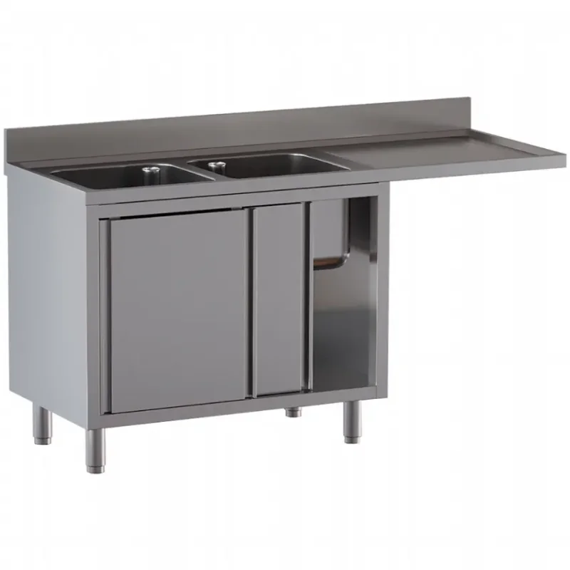 Produit De Marque Plonge avec armoire 2 bacs et égouttoir positionné à droite dim. 1600x700x850