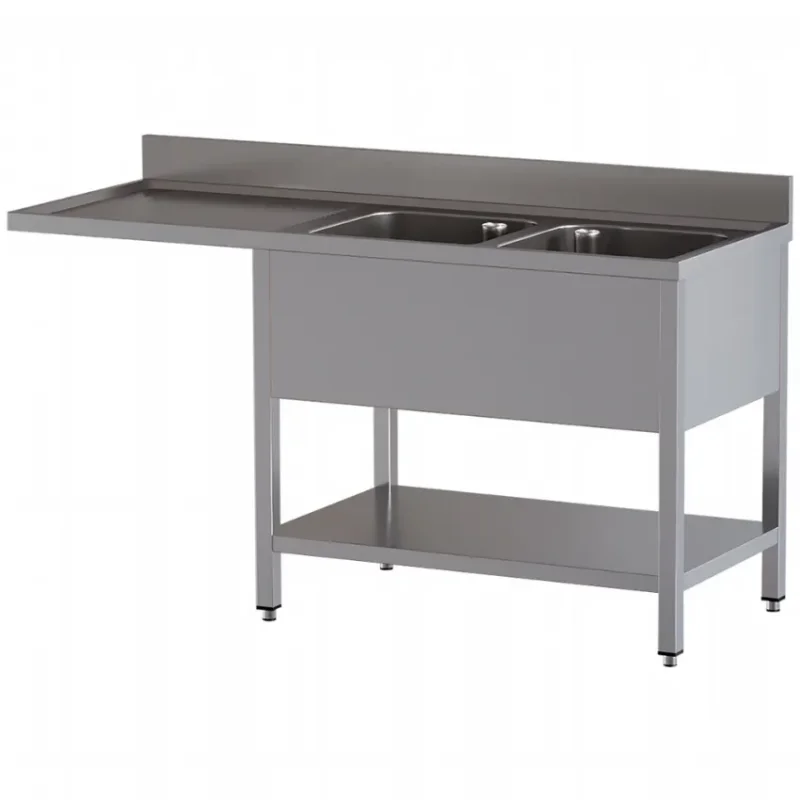 Bon Marché Plonge inox de 2 cuves avec zone d’égouttage à gauche dim. 1800x700x850