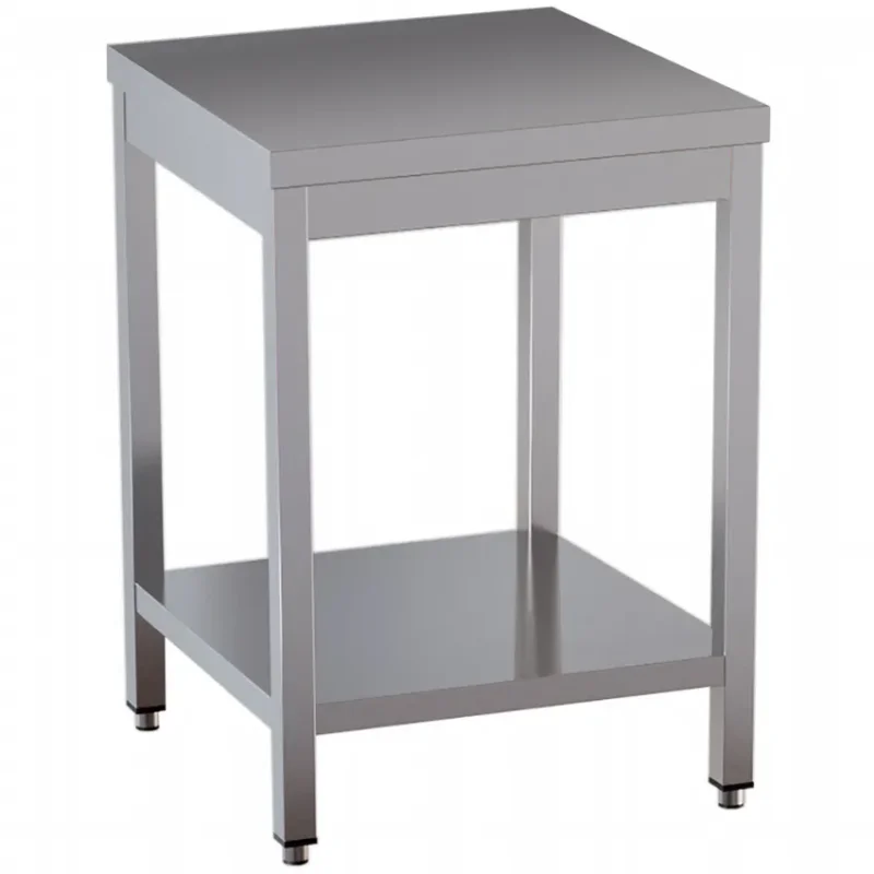 Bon Marché Table de travail inox avec étagère basse dim. 800x600x850