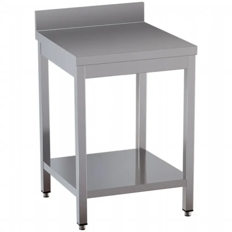 Achetez Aujourd’hui Table de travail inox équipée d’une étagère basse et d’un rebord arrière dim. 800x600x850