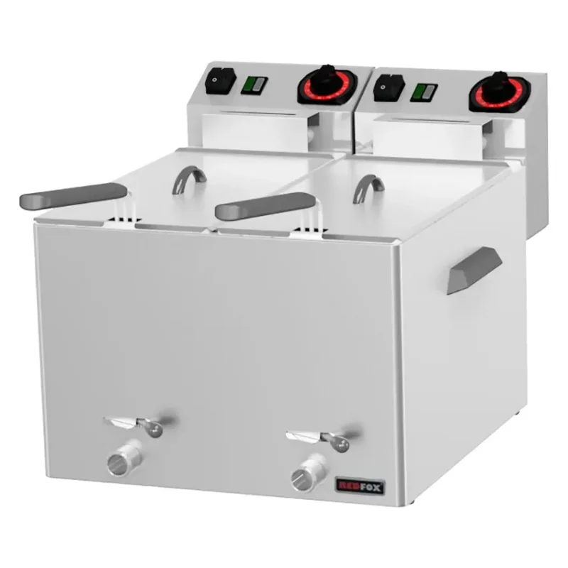 Friteuse de comptoir avec vidange électrique double 2 bacs de 8 l par robinet Vente Flash