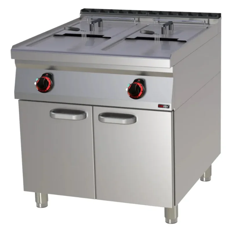 Haute Qualité Friteuse avec meuble bas triphasée deux bacs 17+17 l