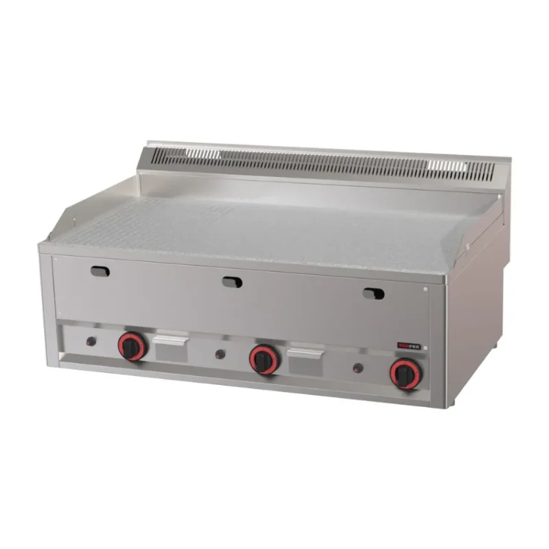 Usine Directe Plaque à snacker de comptoir sans soubassement gaz surface combinée chrome durable en 970x480mm