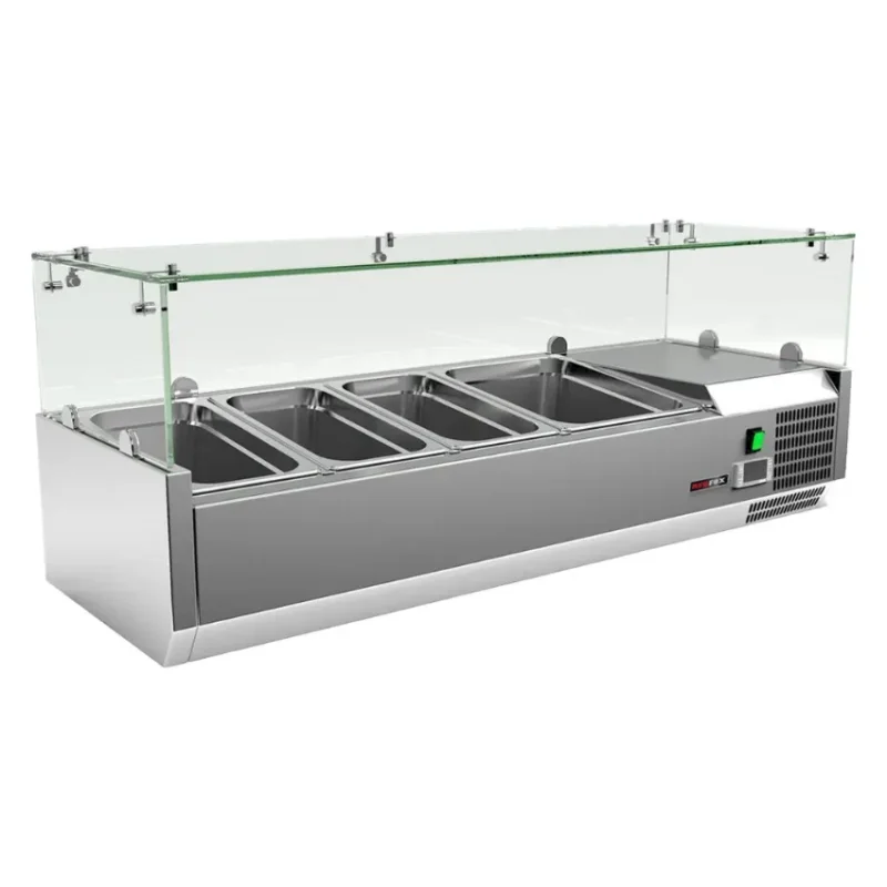 Remise Saladette de comptoir en inox +2°/+8° pour bacs 1x gn 1/2 et 3x gn 1/3