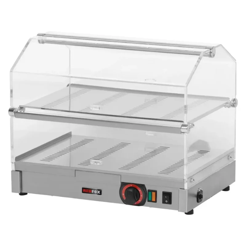Expédié Aujourd’hui Vitrine chauffante à poser monophasée vitrée à 2 étages de 30 à 60°c puissance 0,4 kw - 500x360x410mm