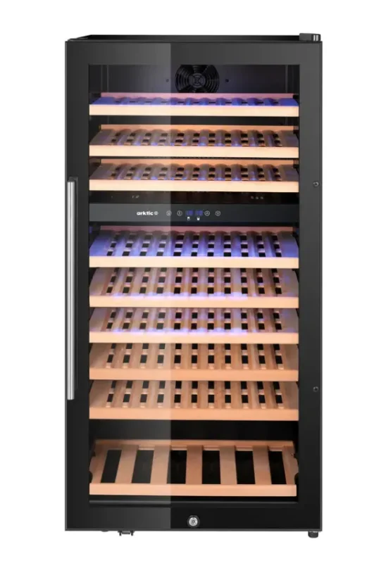 Meilleure Vente Cave à vin 2 zone 91 bouteilles 230l noir