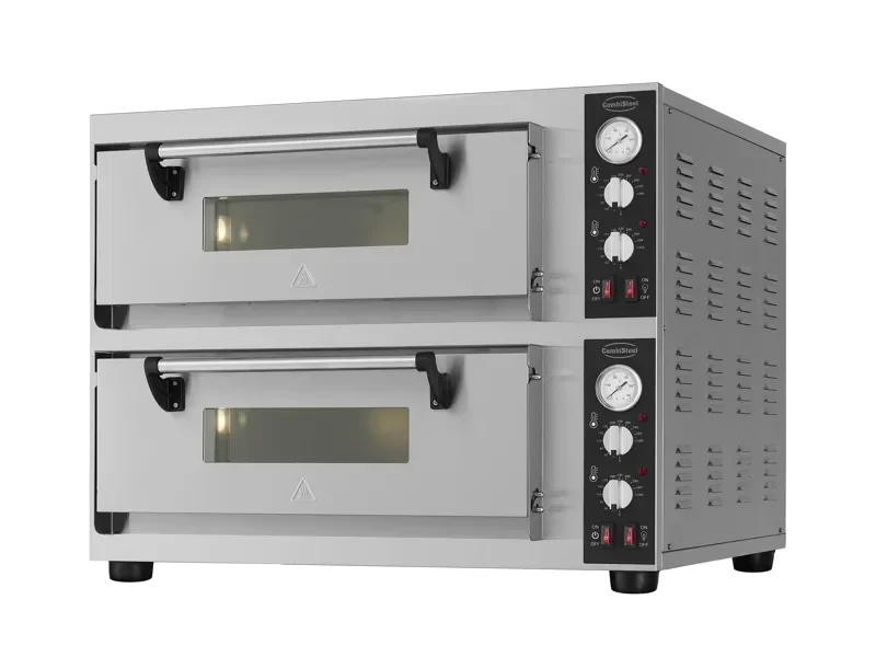Dernier Modèle Four à pizza électrique triphasé double 2 x 4 pizzas combisteel - 7548.0040