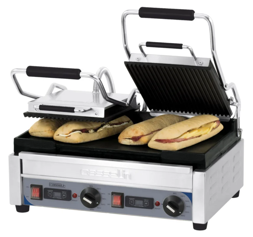 Grill Panini double Premium Rainurée – Lisse avec minuteur Achat Immédiat