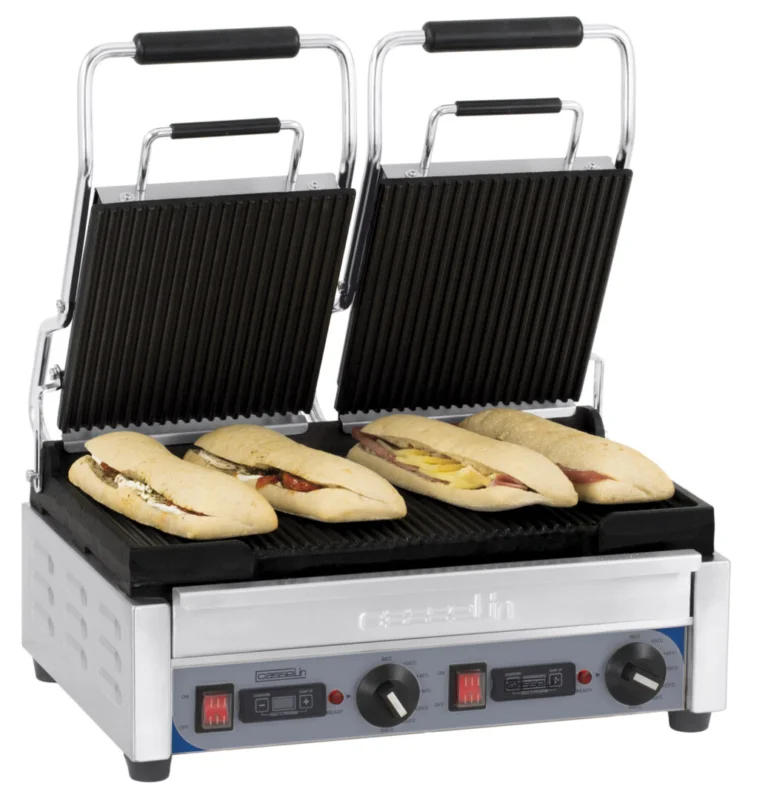 Expédié Aujourd’hui Grill Panini double Premium Rainurée – Rainurée avec minuteur