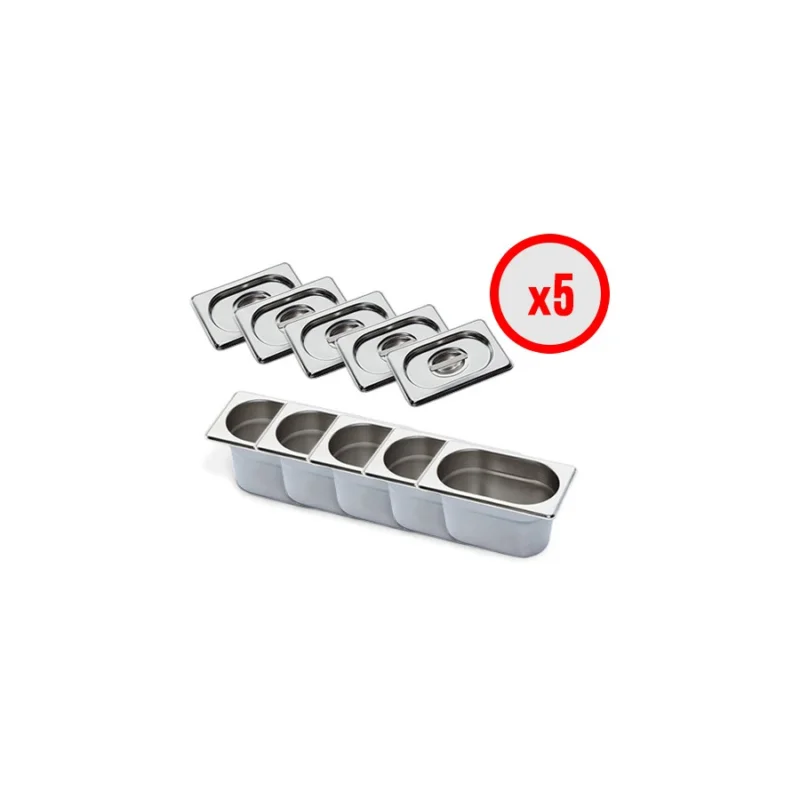 Pack X5 Bac Gastro GN 1/9 + Couvercle (prof. 150mm) Must-Have