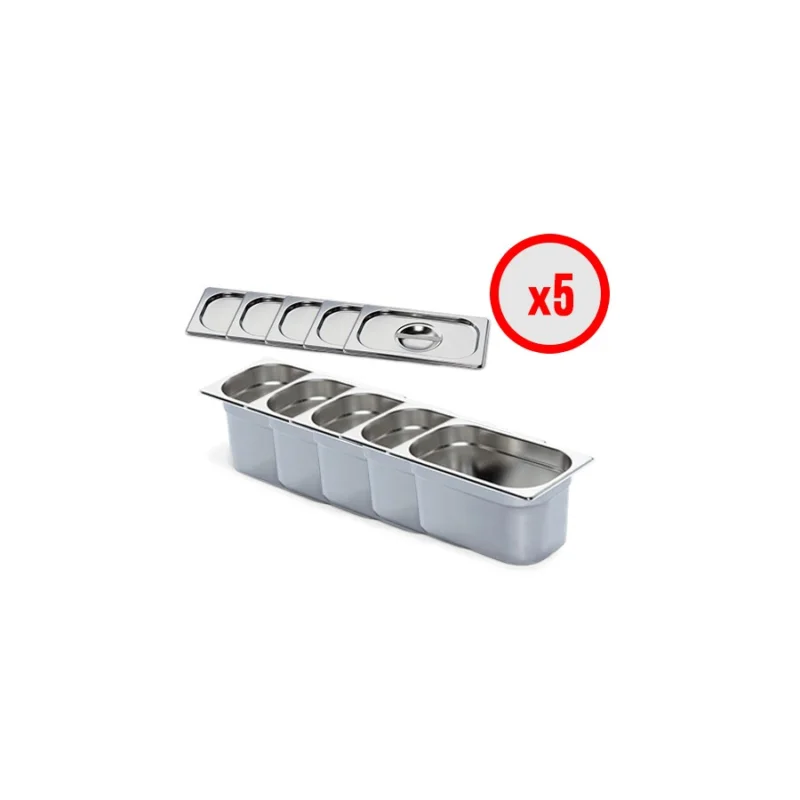 Pack X5 Bac Gastro GN 1/4 + Couvercle (prof. 150mm) Offre Spéciale