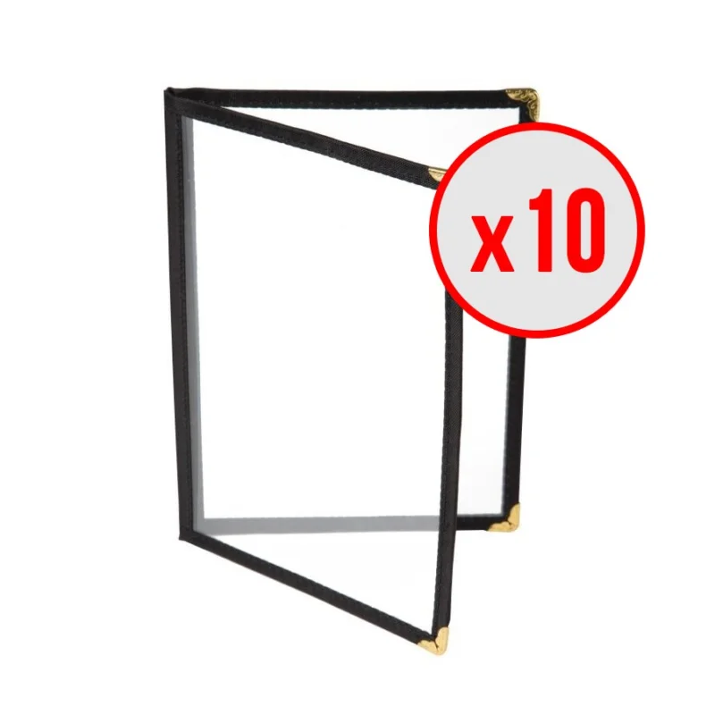 10 x Porte-menus Noir – Style américain – 4 VUES A4 Prix Réduit
