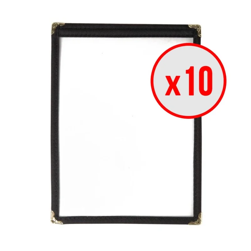 Promotion Saisonnière 10 x Porte-menus Noir – Style américain – 2 VUES A5