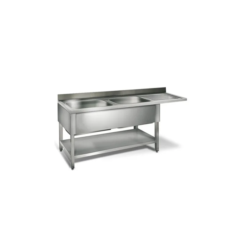Table lave-vaisselle 2 éviers prof.600 – égouttoir D / 1800 mm Livraison Gratuite