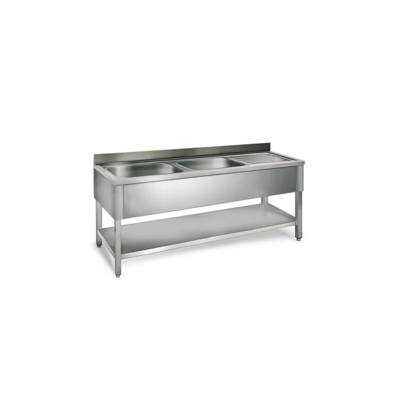 Paiement Sécurisé Table de rinçage égouttoir D / 1800 mm 2 éviers prof.700