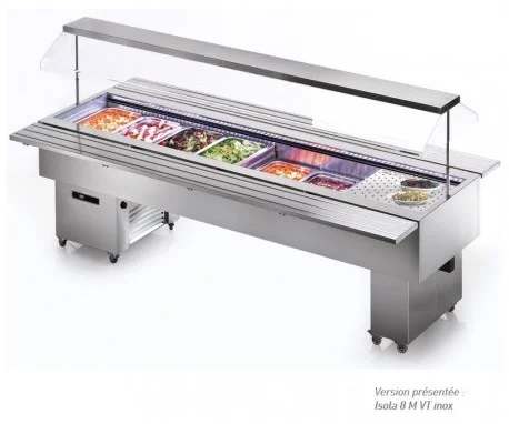 Buffet réfrigéré central en inox avec cuve pour bacs GN1/1 TECFRIGO Commander Vite