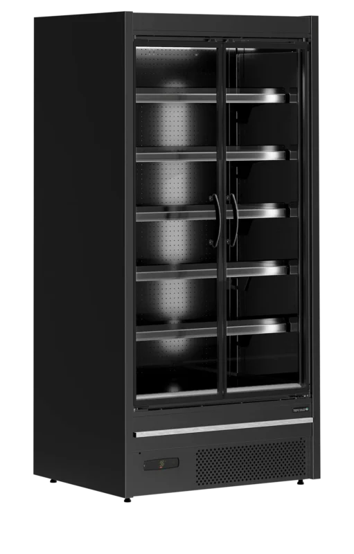 Pas Cher Vitrine réfrigérée verticale noire libre service portes battantes longueur 1017mm TEFCOLD