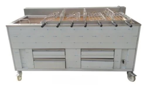 Satisfait Ou Remboursé Barbecue en inox au Charbon Industriel professionnel 8 grilles rotatives + 1 grille fixe IMPORMARTINHO