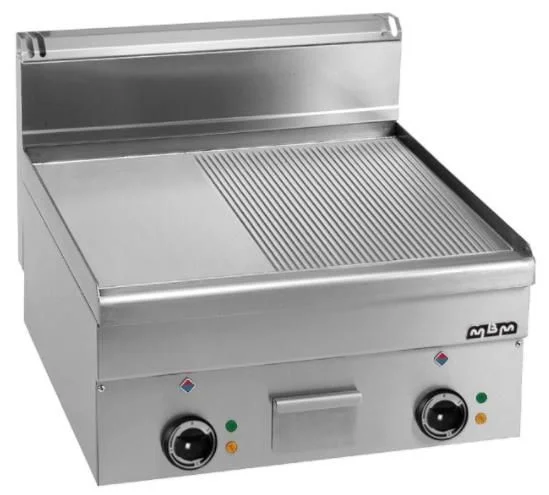 Plancha professionnelle électrique lisse et rainurée 2 zones MBM profondeur 600mm Acheter En Ligne