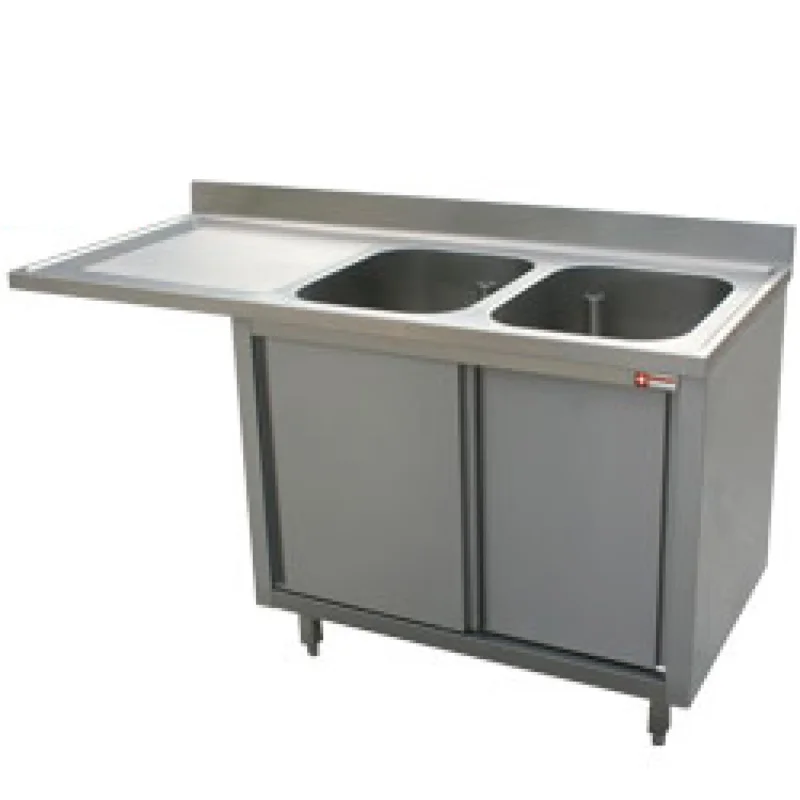 Commande En Gros Plonge inox sur meuble 2 bacs avec égouttoir à gauche 1600x700mm DIAMOND - L1621VS-AS