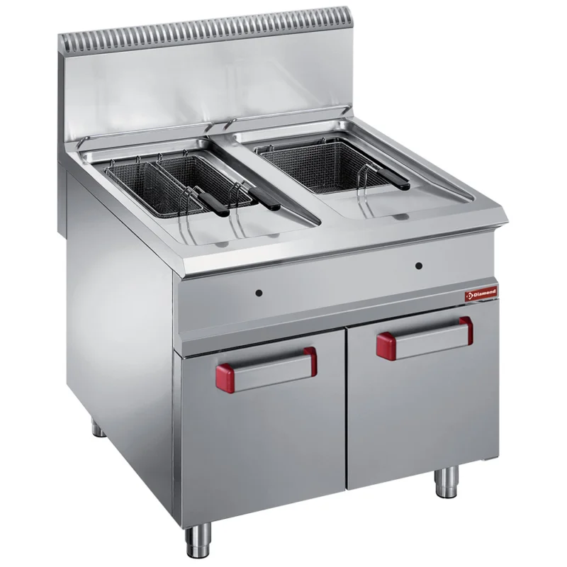 Friteuse professionnelle gaz 2x18 Litres sur placard gamme 900 DIAMOND Nouveauté