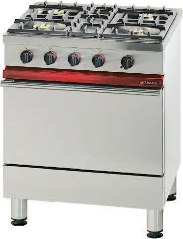 Marque Fourneau 4 feux vifs sur four gaz GN1/1 AMBASSADE