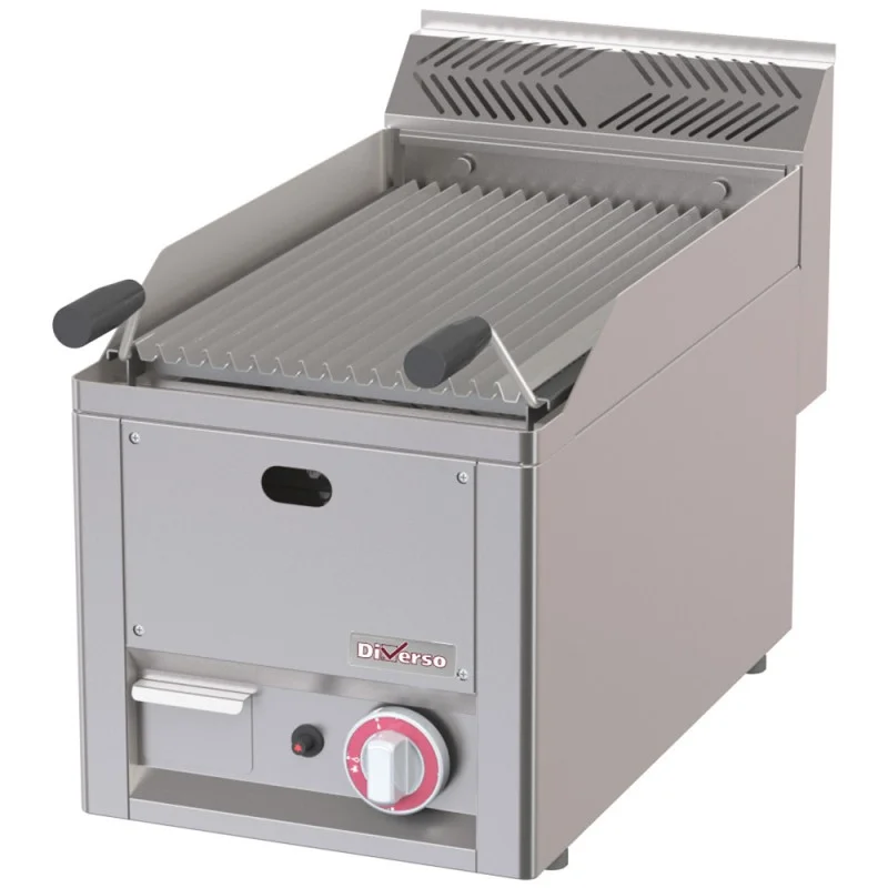 Jusqu’à Épuisement Des Stocks Gril Pierre de Lave à Gaz - 1 Zone de Cuisson avec Grille Rétractable et Brûleur Inox 4 kW
