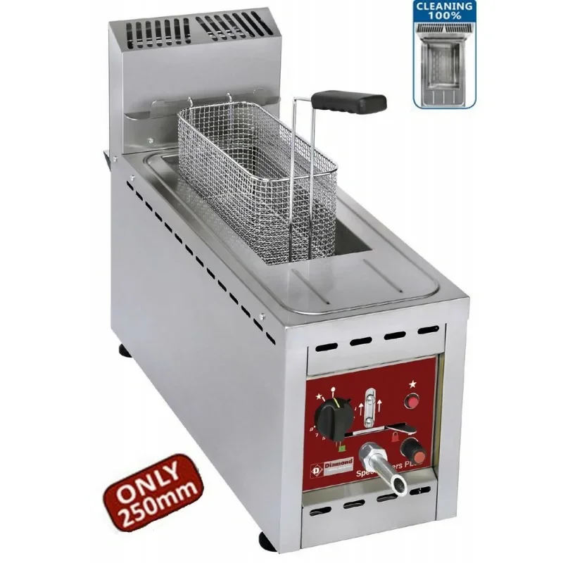 Friteuse professionnelle gaz à poser 8 litres avec robinet de vidange - FSM-8GT/S - DIAMOND Vente Directe