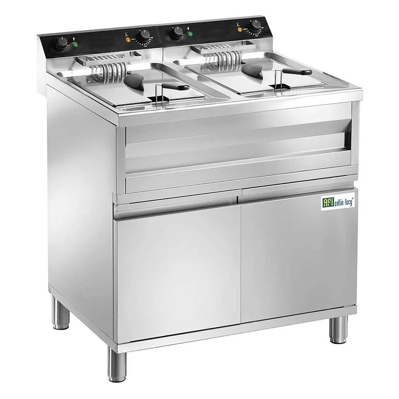 Dernier Modèle Friteuse sur coffre électrique avec vidange - 2 x 9 l