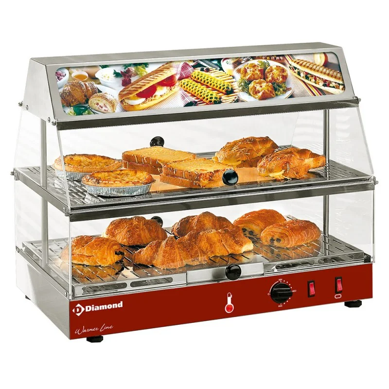 Meilleure Vente Vitrine chauffante avec bloc lumineux, 2 étages