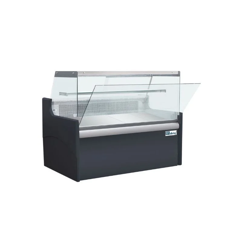 Meilleur Choix Comptoir d'exposition gris - vitrage droit - 1340 x 900 x 1230 mm - froid ventilé