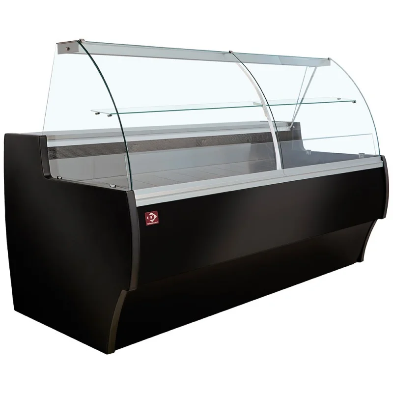 Nouvelle Collection Comptoir Vitrine Réfrigéré Noir avec Réserve et Éclairage LED