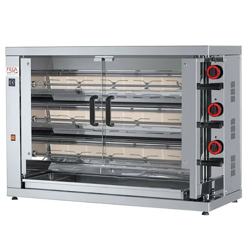 Rôtissoire à poulets gaz -3 broches - 15-18 poulets - FECA Vente Directe