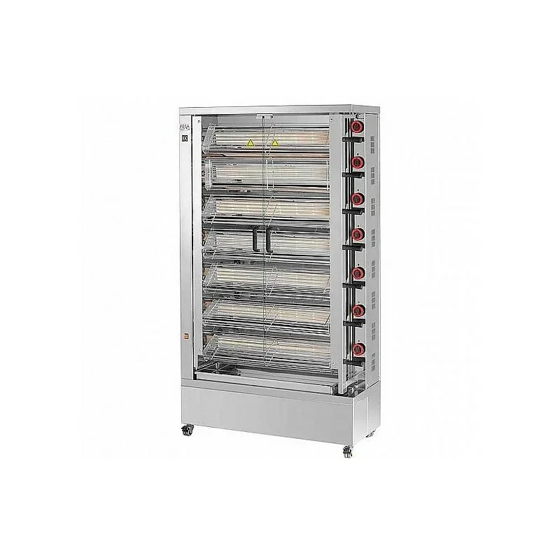 Expédié Aujourd’hui Rôtissoire à poulets gaz -7 broches ouvertes - 42 poulets - FECA
