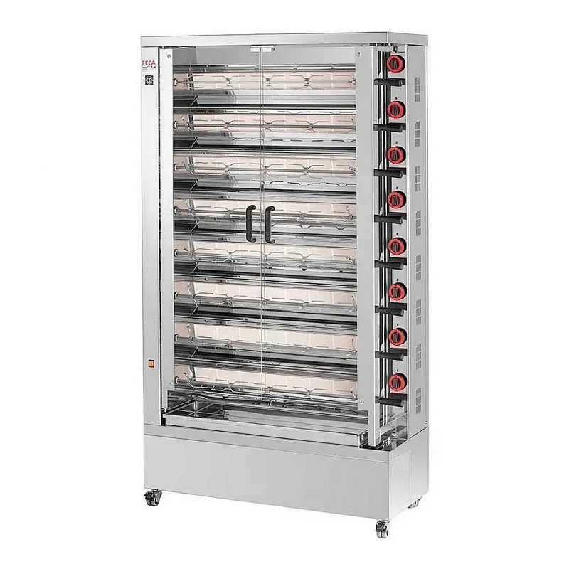 Rôtissoire à poulets gaz -8 broches - 48 poulets - FECA Jusqu’à Épuisement Des Stocks