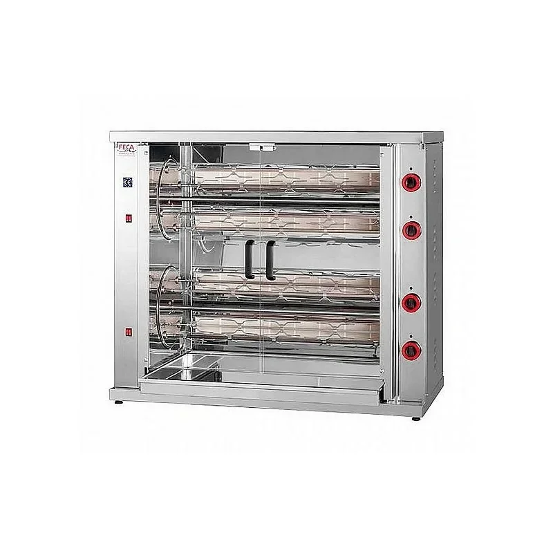Rôtissoire à poulets multifonction gaz - 8 broches - 48 poulets - FECA Must-Have