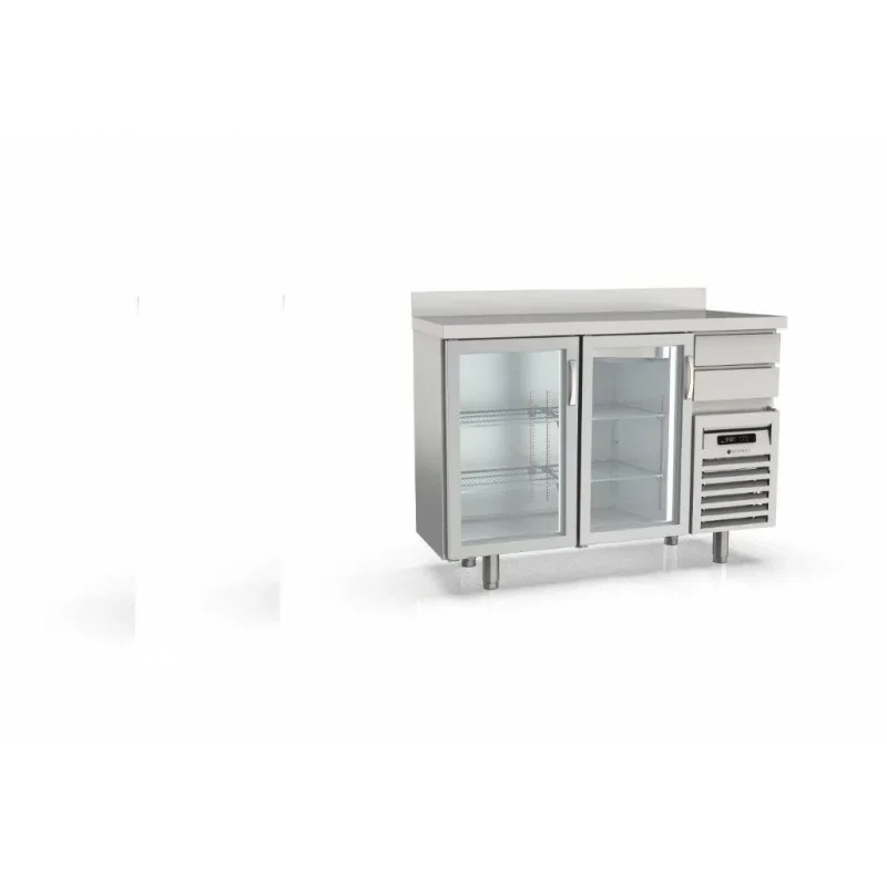 Arrière bar 600 (+) - 2 p. vitr. et 2 tir. neutres- 325 L - CORECO- 1540X630X1170mm Certifié