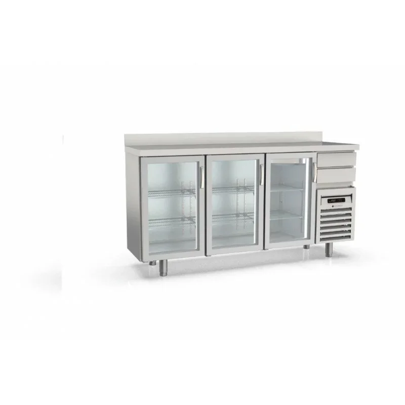 Offre Limitée Arrière bar 600 (+) - 3 p. vitr. et 2 tir. neutres- 504 L - CORECO- 2060X630X1170mm