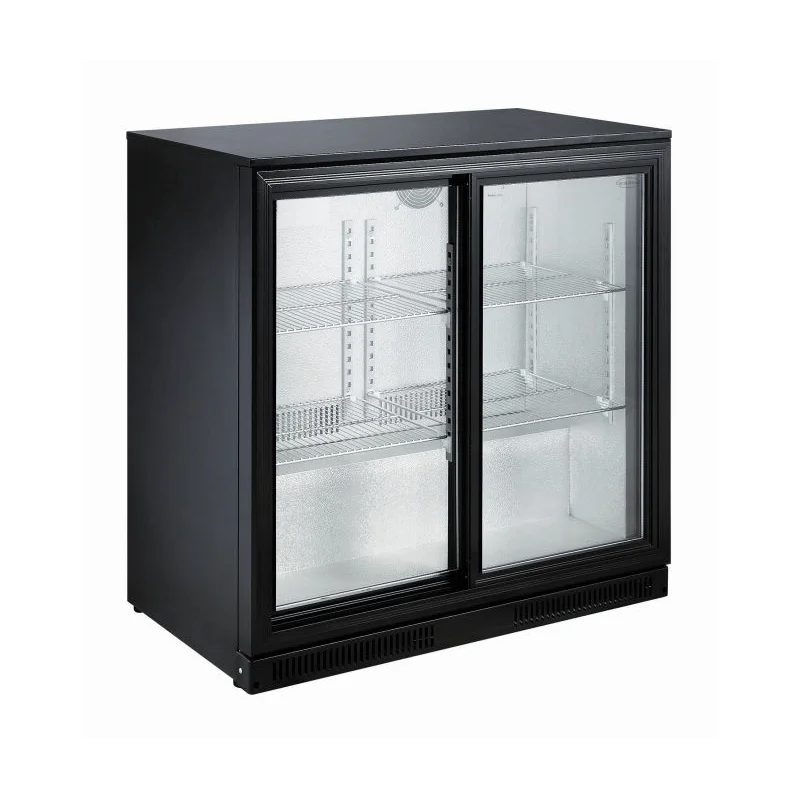 Meilleur Prix ARRIÈRE BAR RÉFRIGÉRÉE NOIR 2 PORTES COULISST - 900x500x900 mm