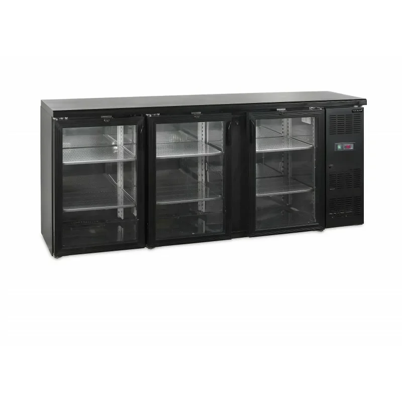 Promotion Saisonnière Arrière de bar - 2 à 10 - °C - 3 portes vitrées battantes à fermeture automatique - Noir - Électronique - Ventilé
